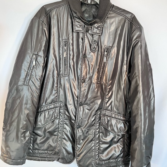 Tallia Mens Size L Black Jacket Coat w/ Zipper 5 Snap & Detachable Collar - Picture 5 of 14